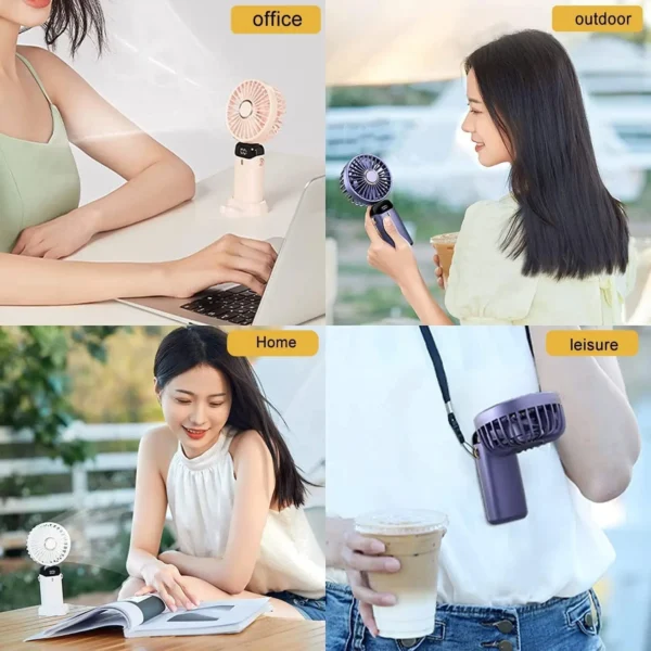 ハンディファン コンパクト静音モデル｜LED表示＆5段階風量＆長時間バッテリー - 画像 (5)