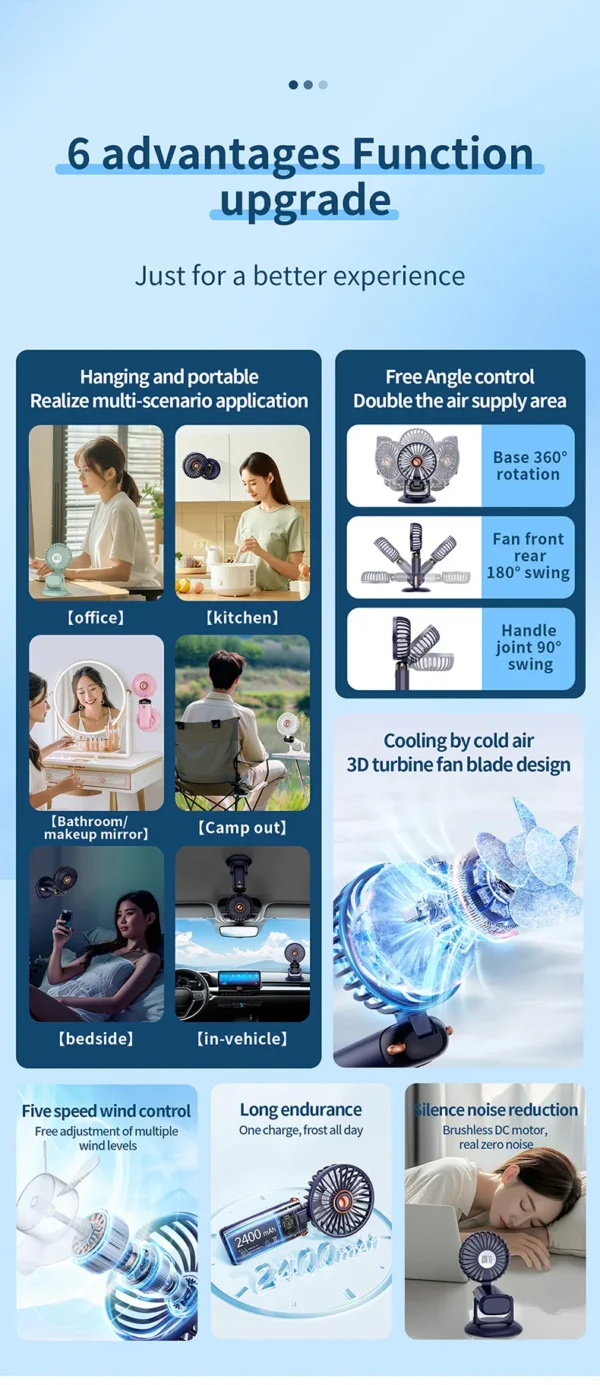 ハンディファン コンパクト静音モデル｜LED表示＆5段階風量＆長時間バッテリー - 画像 (36)